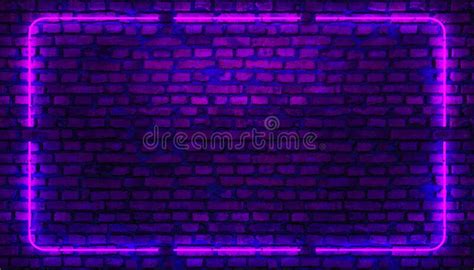 Brick Wall Neon Room Background Neon Light Frame 3d Render Stock