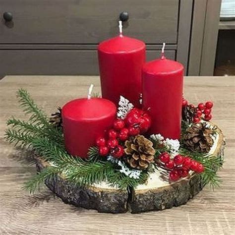 Xmas Wood Log Centerpiece