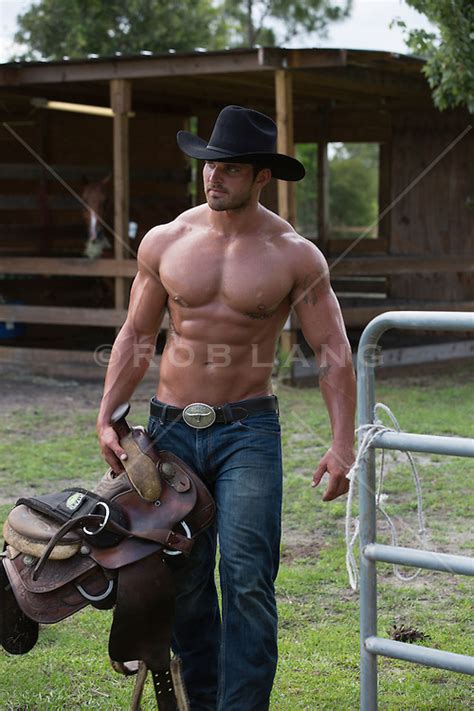 Shirtless Muscular Hunky Cowboy On A Ranch Rob Lang Images Licensing