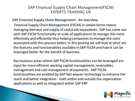 Sap Financial Supply Chain Managementfscm Experts Training Ukmagni