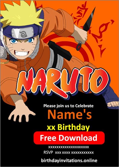 Naruto Invitation Templates