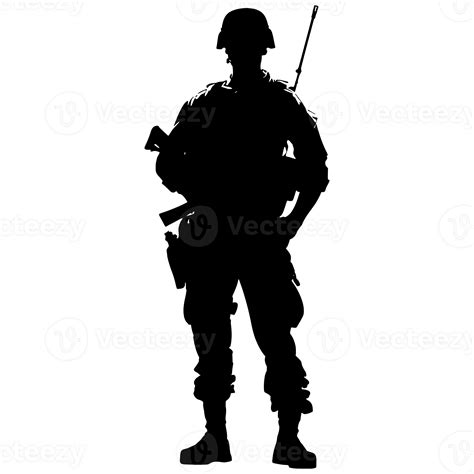 Ai Generated Silhouette Army Man Soldier Full Body Black Color 36464389 Png