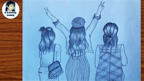 How To Draw Three Best Friends Best Friends Pencil Sketch Tutorial Best Friends Drawing
