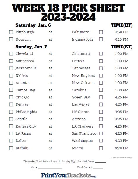 Nfl Schedule Week Printable Printable World Holiday Hot Sex Picture