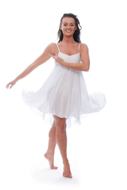 Ladies Girls White Plain Lyrical Dress Contemporary Ballet Dance