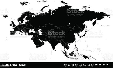 Eurasia Map And Navigation Icons Stock Illustration Download Image