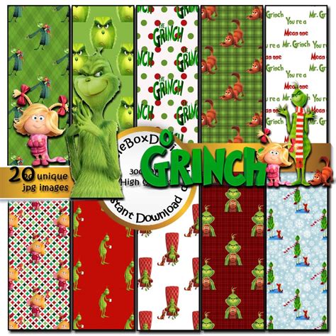 The Grinch Party Printable Stationary Card Making Digital Etsy