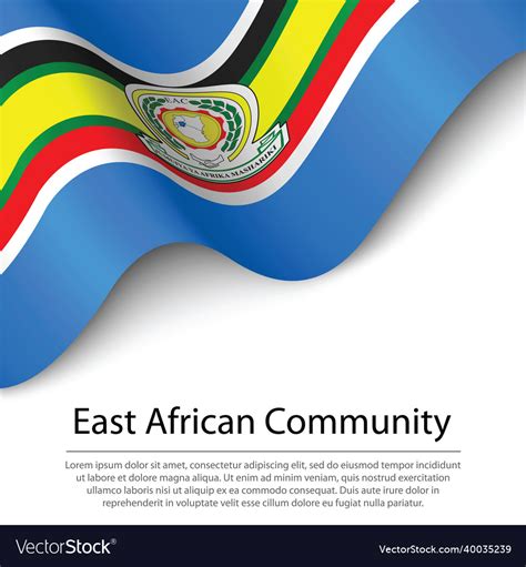 Waving Flag Of East African Community On White Vector Image