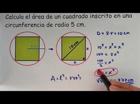 Rea De Un Cuadrado Inscrito En Una Circunferencia A Partir De Su