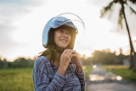 Woman Wearing Helmet Stock Image Image Of Girl Lifestyle 144738513