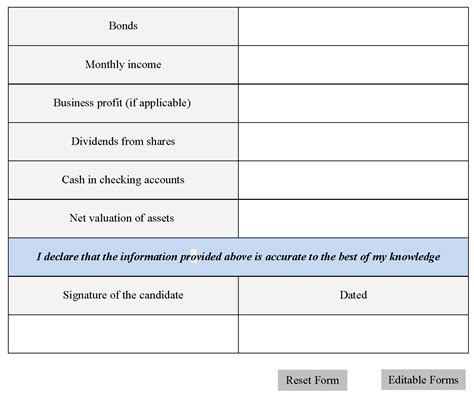 Assets Verification Form Editable Forms