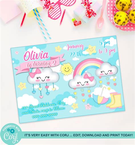 Digital Rain Of Love Birthday Invitation Rain Of Love Etsy