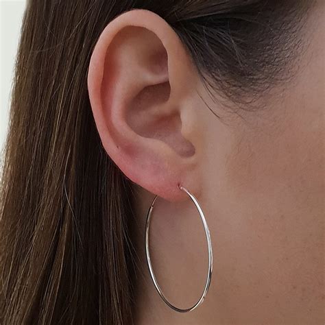 Medium Mm Slim Sterling Silver Hoop Earrings Studio Jewellery Eu