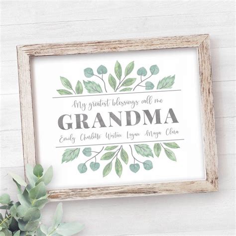 It's the thought that counts. PRINTABLE Personalized Mothers Day Gift Ideas Grandmother ...