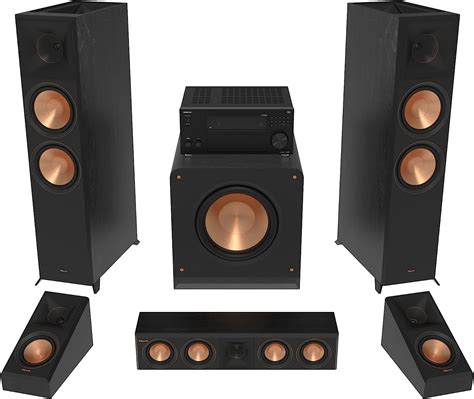 Klipsch 5 1 2 Ebony System Model Rp 8000f Ii Rp 404c Ii Rp 600m Ii Rp 500sa Ii