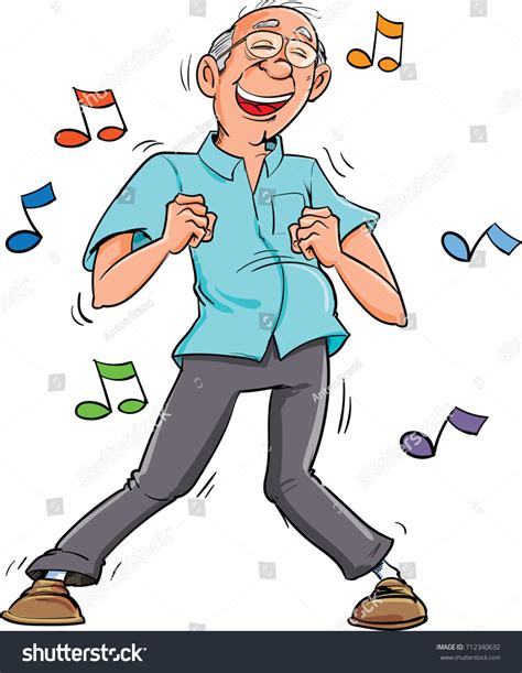 Cartoon Old Man Dancing Music His Vetor Stock Livre De Direitos