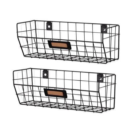 Macon Wire Basket Shelf Organizers Set Of 2 Black White Wire