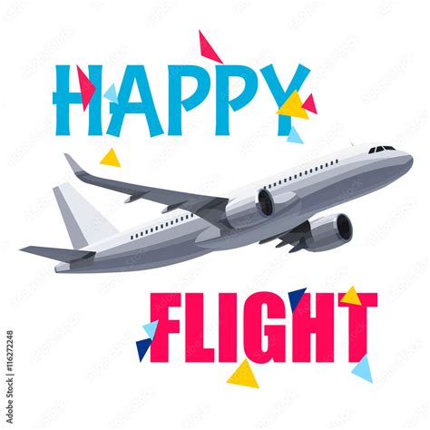 Vetor De Flying Airplane With Happy Flight Header Wishes For A Good