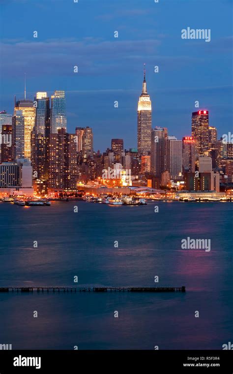 Usa New York City Manhattan Midtown Across Hudson River Stock Photo