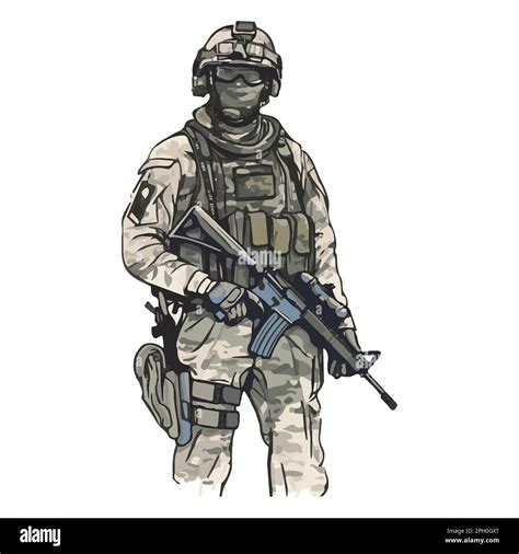 Infantería Militar Dibujos Animados Soldado Aislado Dibujo Vector