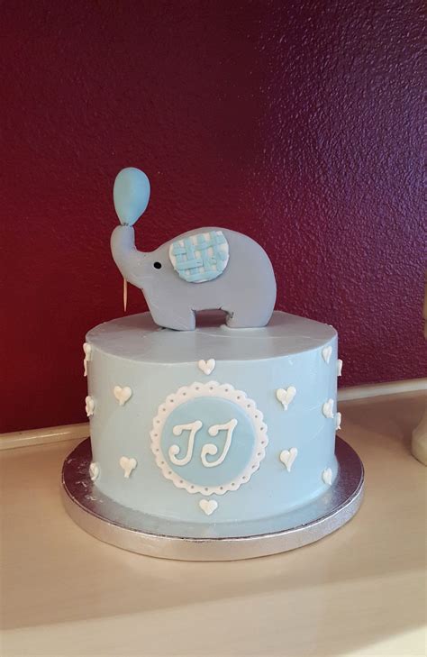 Blue Elephant Baby Shower Cake Lark Cake Shop