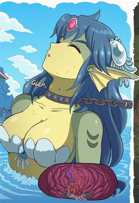 Karbo Giga Mermaid Shantae Shantae Half Genie Hero Shantae Series 2girls Breasts Cross