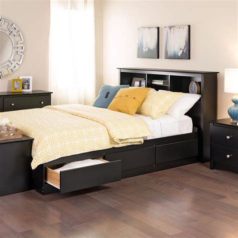 White Queen Platform Bed With Storage Drawers Allewie Queen Platform Bed Frame With 4 Drawers