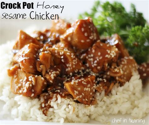 This easy crock pot chicken recipe is a great way to gather your people around the table without a lot of fuss. Crock Pot Honey Sesame Chicken | Chef in Training