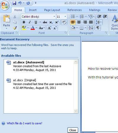 How To Recover Unsaved Word Documents In Windows 7