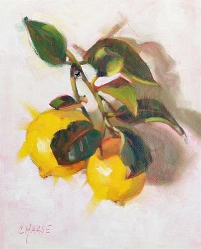 Daily Paintworks Lemons And Leaves Original Fine Art For Sale