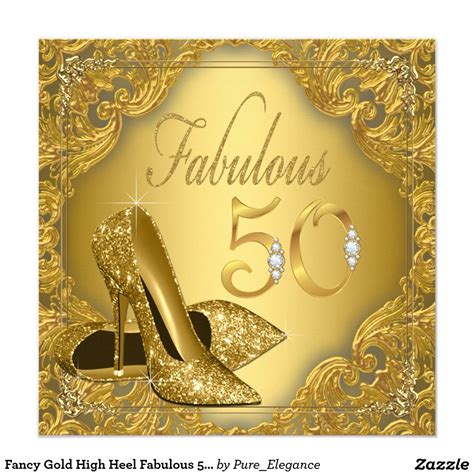 Fancy Gold High Heel Fabulous 50th Birthday 525x525 Square Paper