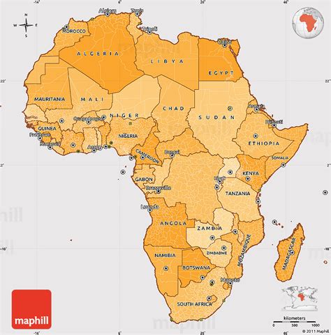 Political Shades Simple Map Of Africa Cropped Outside