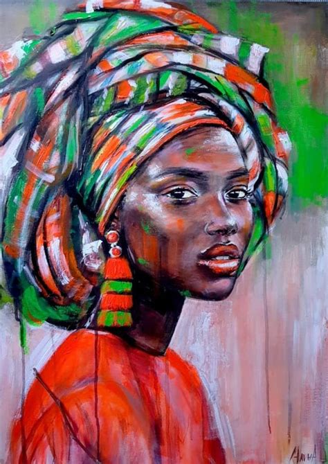 African Woman Painting In 2021 African Portraits Art African Women