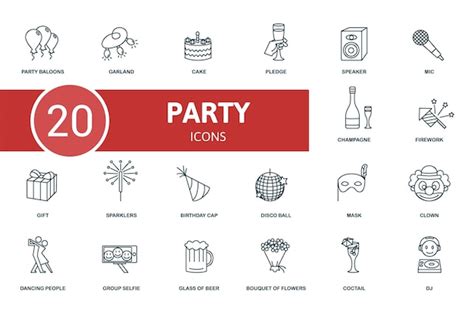 Premium Vector Party Icon Set Contains Editable Icons Party Theme Such As