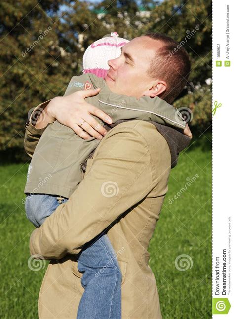 Father Hugs His Little Daughter Stock Image Image Of Father Laughing