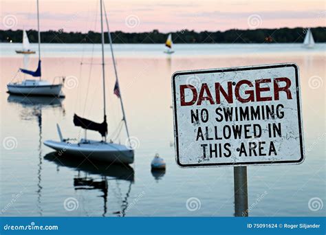 No Swimming Sign At Lake Calhoun Stock Photo Image Of Post Sign