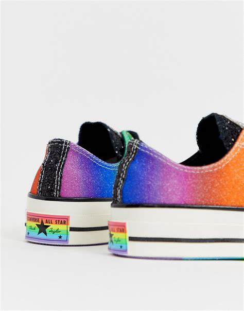 Converse Rubber Pride Chuck 70 Lo Rainbow Black Glitter Trainers Lyst