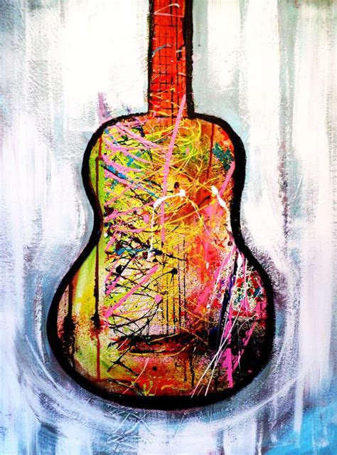 Guitar Painting Original Acrylic Abstract Painting