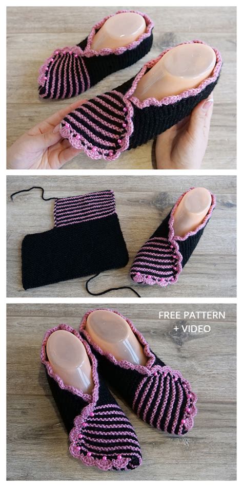 One Piece Slippers Free Knitting Pattern Video Knitting Pattern