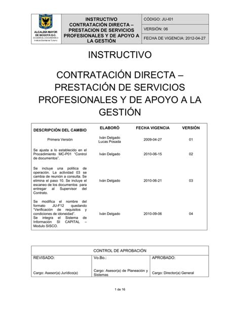 Ju I Instructivo Contrataci N Directa Prestaci N De Servicios