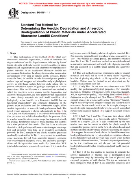 Astm D Standard Test Method For Determining The Aerobic Degradation And Anaerobic