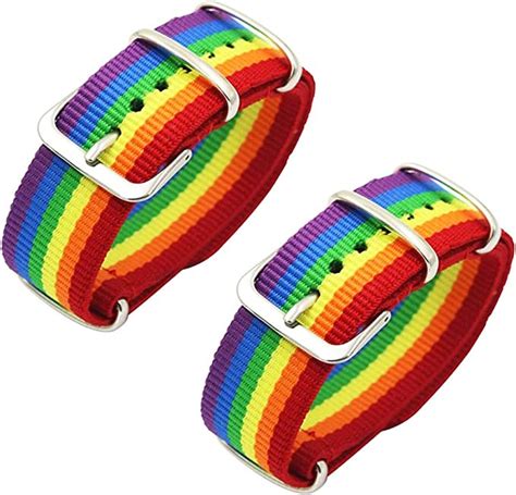 Zixing Rainbow Nylon Woven Wristband Lgbt Couple Bracelet Buckle