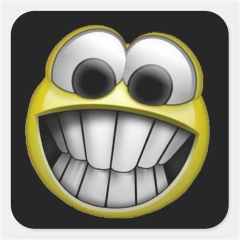 Grinning Happy Smiley Face Square Sticker Zazzle