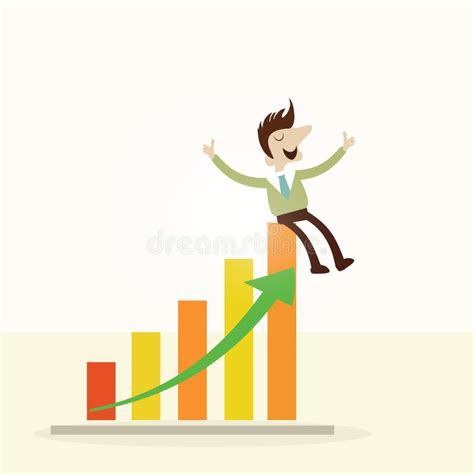 Concept Business Man Sitting On Profit Graph Stock Vector