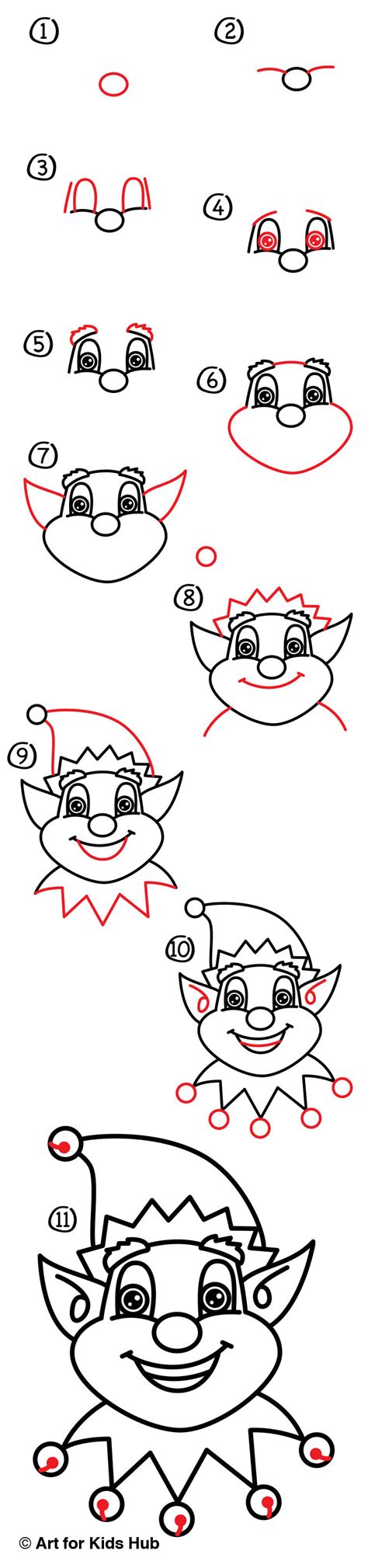 How To Draw A Christmas Elf Face Art For Kids Hub