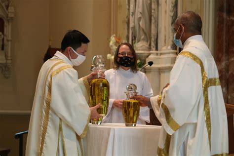 Masked Distanced Priests Take Part In Postponed Chrism Mass