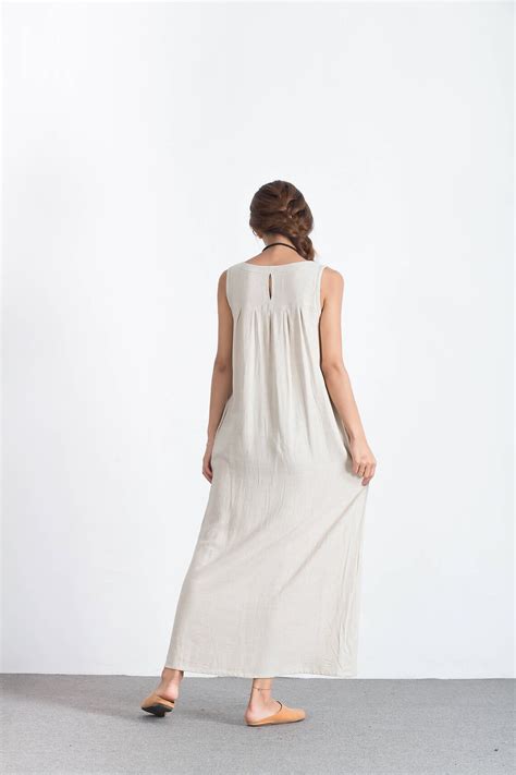 Linen Sleeveless Summer Maxi Dresses Loose Oversize Plus Etsy