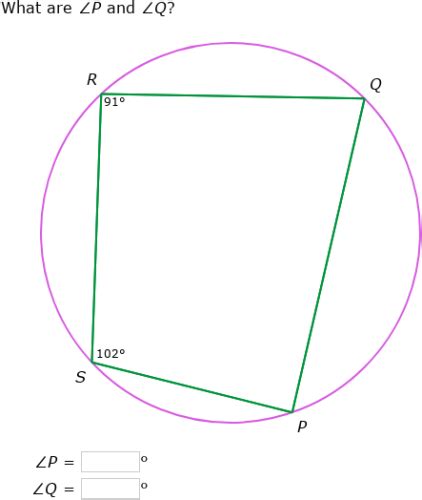 Interior angles of irregular quadrilateral with 1 known angle. IXL - Angles in inscribed quadrilaterals (Secondary 3 ...