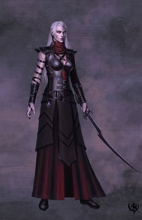 Elf Female Sword Warhammer Dark Elves Dark Elf Fantasy Artwork