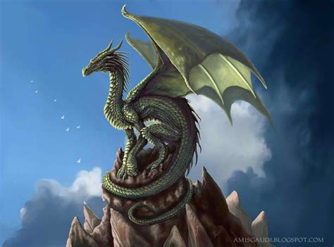 European Dragon On Mountain Dragon Illustration Dragon Artwork